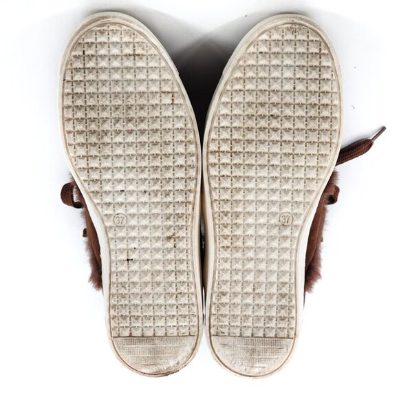 NAVYBOOT SWITZERLAND Brown Suede Lace Up High Top Sneakers Real Fur - Picture 10 of 10